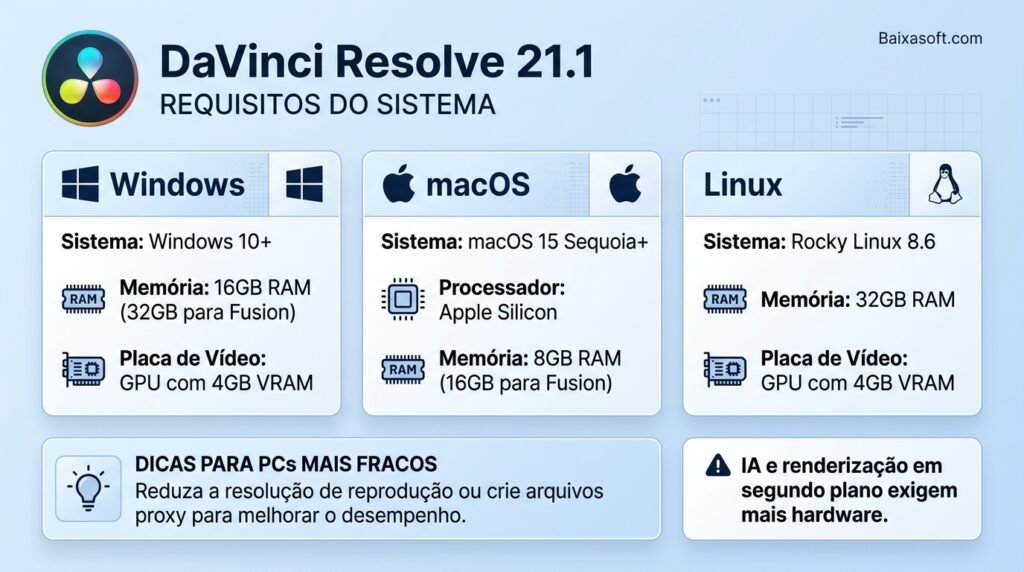 davinci resolve requisitos